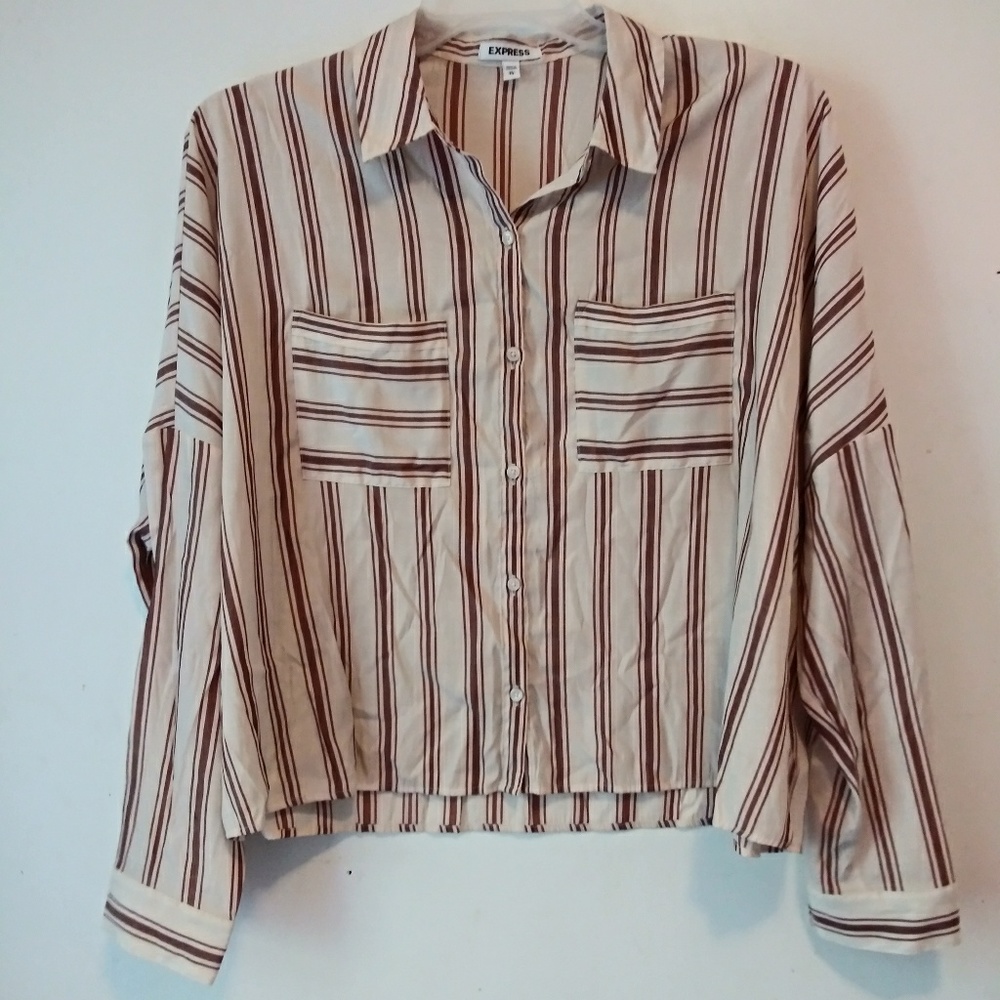 Express Button Down Blouse Striped Top Shirt sz XL